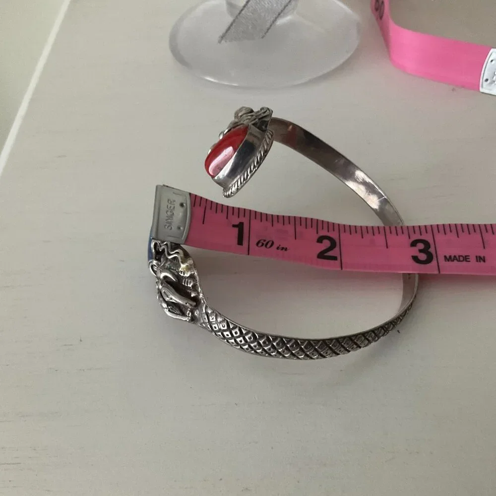 925 silver with lapis and coral stones, unique shape 69 grams